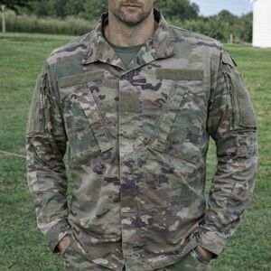 Coat, Army Combat Flame Resistant Aurora Industries Camo Shirt Size Medium Long